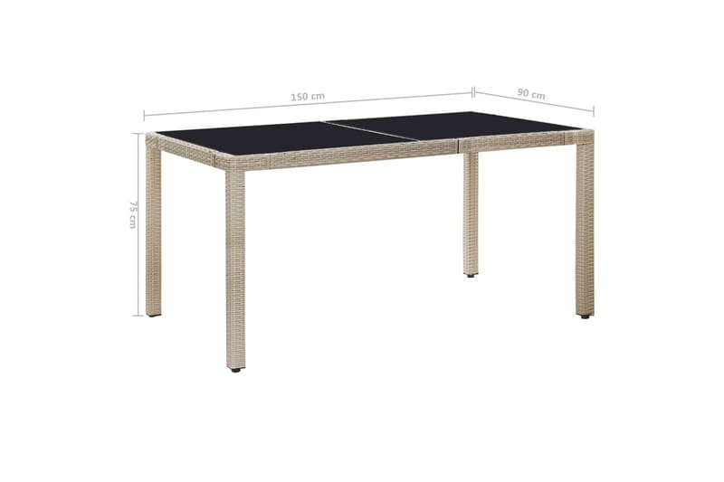 Udendørs Spisebordssæt 7 Dele Med Hynder Polyrattan Beige - Beige - Havemøbler - Udendørsgruppe - Havesæt