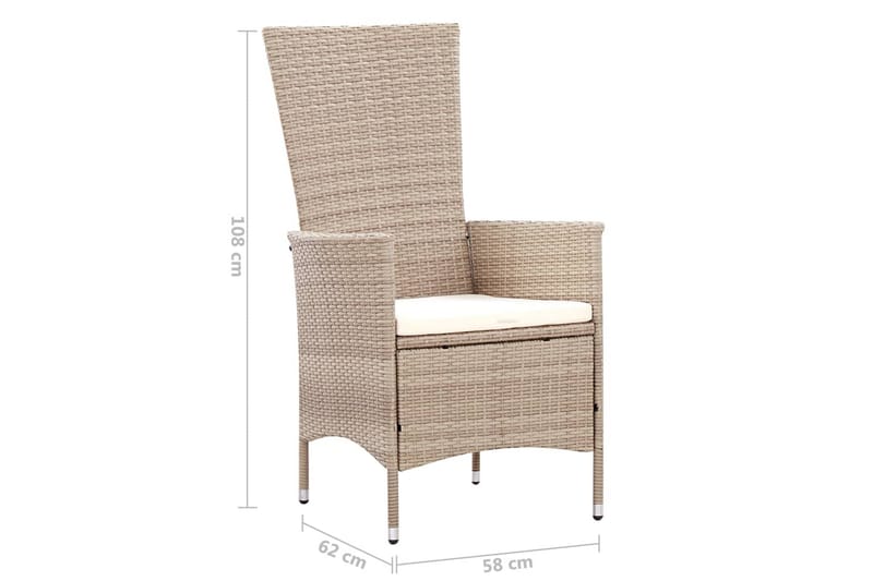 Udendørs Spisebordssæt 7 Dele Med Hynder Polyrattan Beige - Beige - Havemøbler - Udendørsgruppe - Havesæt
