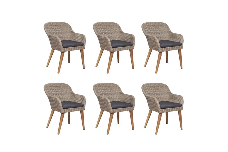 udendørs spisebordssæt 7 dele med hynder polyrattan - Brun - Havemøbler - Udendørsgruppe - Havesæt