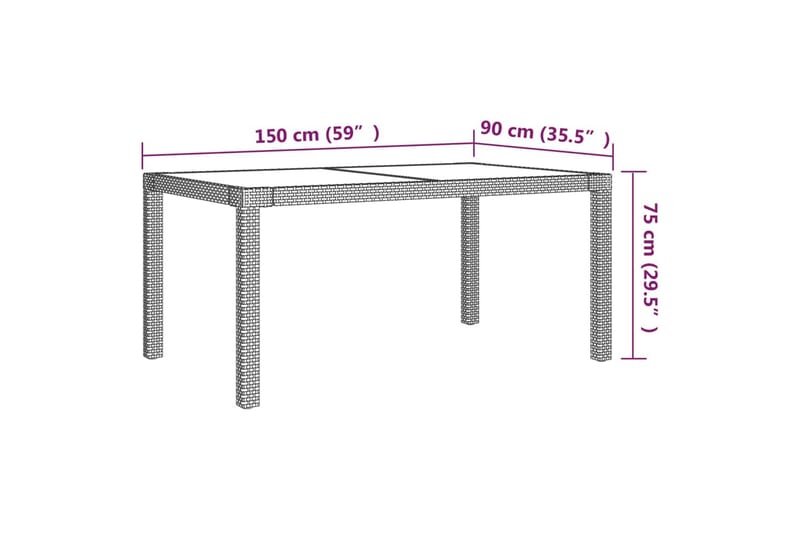 udendørs spisebordssæt 7 dele med hynder polyrattan sort - Sort - Havesæt