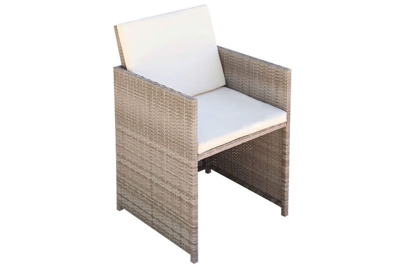 Udendørs Spisebordssæt 9 Dele Med Hynder Polyrattan Beige - Beige - Havemøbler - Udendørsgruppe - Havesæt