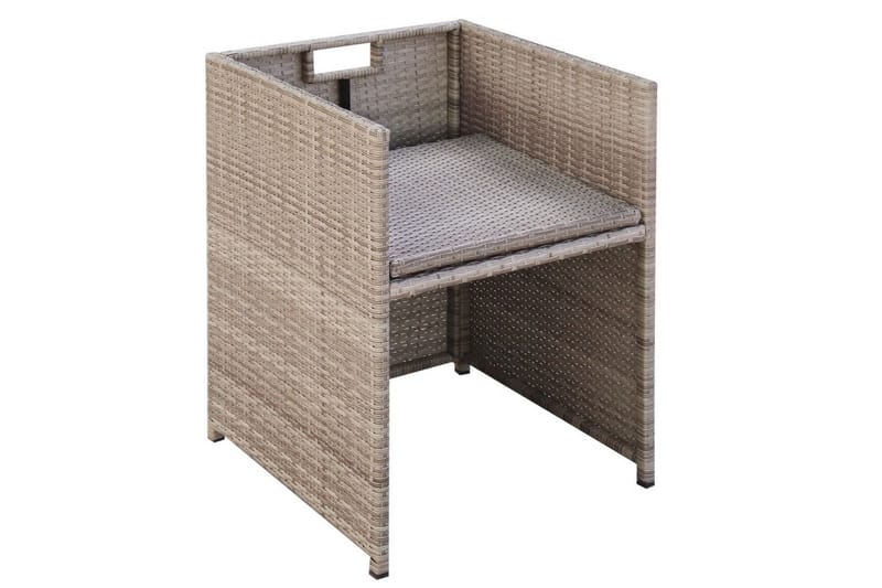 Udendørs Spisebordssæt 9 Dele Med Hynder Polyrattan Beige - Beige - Havemøbler - Udendørsgruppe - Havesæt