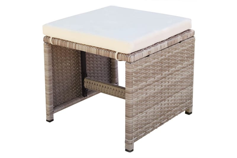 Udendørs Spisebordssæt 9 Dele Med Hynder Polyrattan Beige - Beige - Havemøbler - Udendørsgruppe - Havesæt