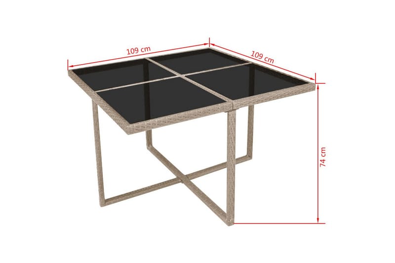 Udendørs Spisebordssæt 9 Dele Med Hynder Polyrattan Beige - Beige - Havemøbler - Udendørsgruppe - Havesæt