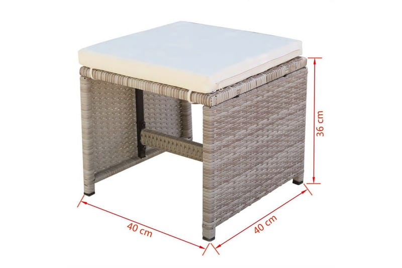 Udendørs Spisebordssæt 9 Dele Med Hynder Polyrattan Beige - Beige - Havemøbler - Udendørsgruppe - Havesæt