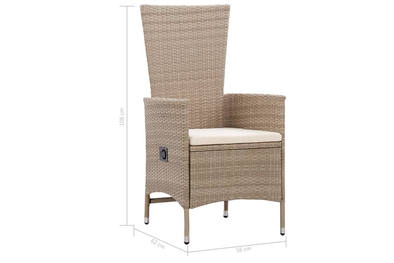 Udendørs Spisebordssæt 9 Dele med Hynder Polyrattan Beige - Beige - Havemøbler - Udendørsgruppe - Havesæt
