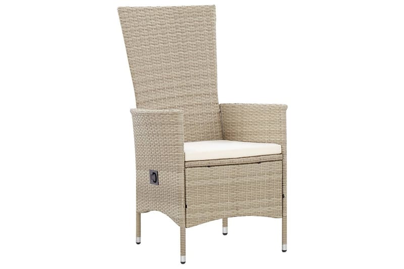 Udendørs Spisebordssæt 9 Dele Med Hynder Polyrattan Beige - Beige - Havemøbler - Udendørsgruppe - Havesæt