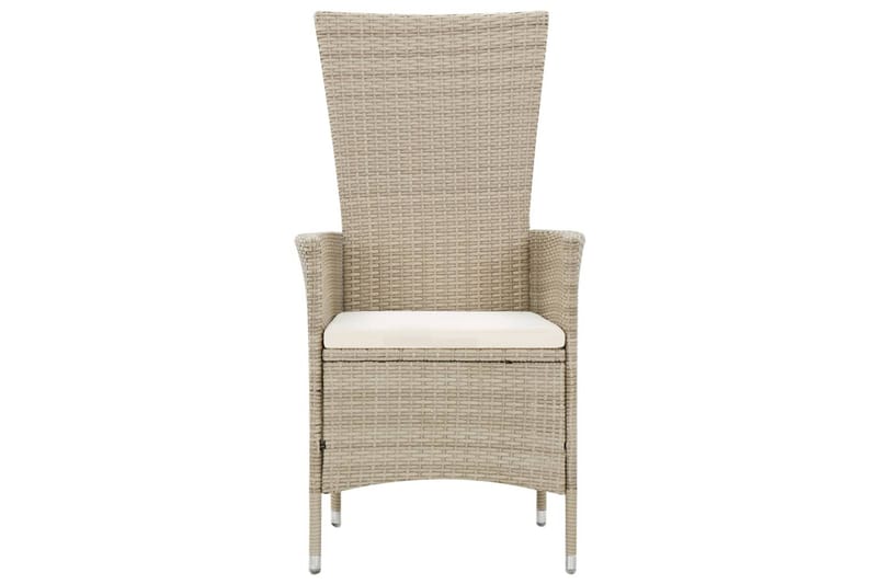 Udendørs Spisebordssæt 9 Dele Med Hynder Polyrattan Beige - Beige - Havemøbler - Udendørsgruppe - Havesæt