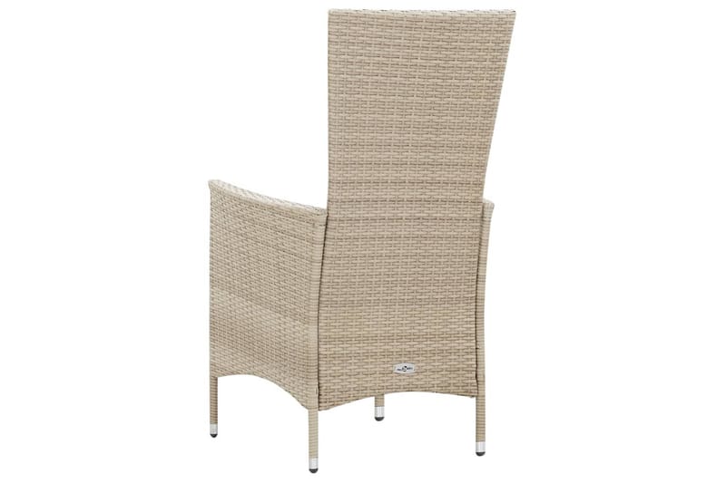 Udendørs Spisebordssæt 9 Dele Med Hynder Polyrattan Beige - Beige - Havemøbler - Udendørsgruppe - Havesæt