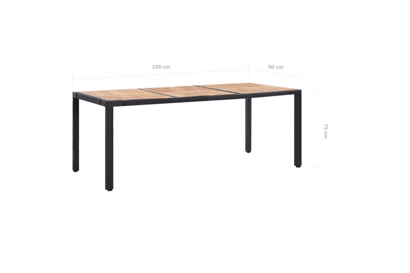 Udendørs Spisebordssæt 9 Dele med Hynder Polyrattan Sort - Sort - Havemøbler - Udendørsgruppe - Havesæt