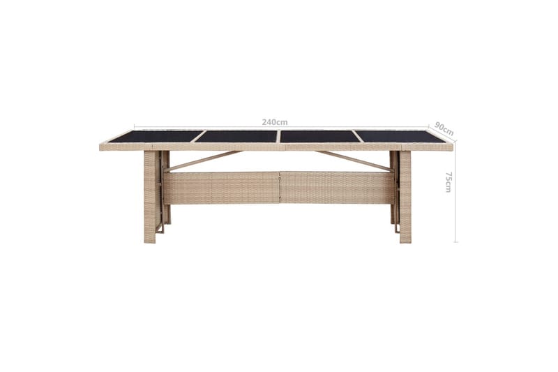Udendørs Spisebordssæt 9 Dele med Hynder Polyrattan Beige - Beige - Havemøbler - Udendørsgruppe - Havesæt