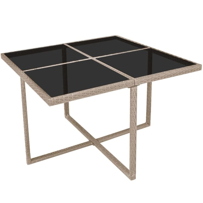 Udendørs Spisebordssæt 9 Dele Med Hynder Polyrattan Beige - Beige - Havemøbler - Udendørsgruppe - Havesæt