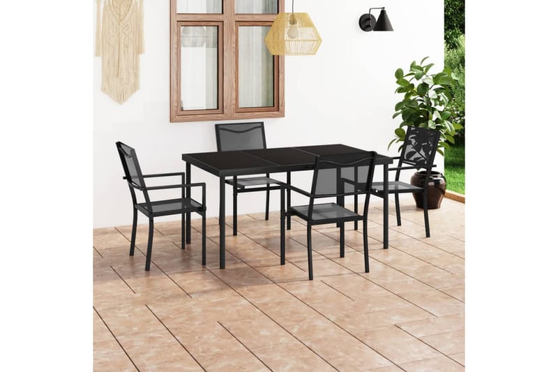 udendørs spisebordsstol 5 dele stål - Antracit - Havesæt