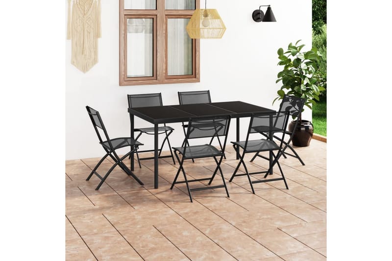 udendørs spisebordsstol 7 dele stål - Antracit - Havesæt