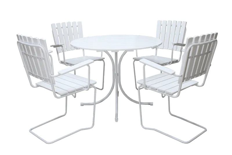 Vaxholm Spisebordssæt Rund 100 cm + 4 Stole Hvid, undefined