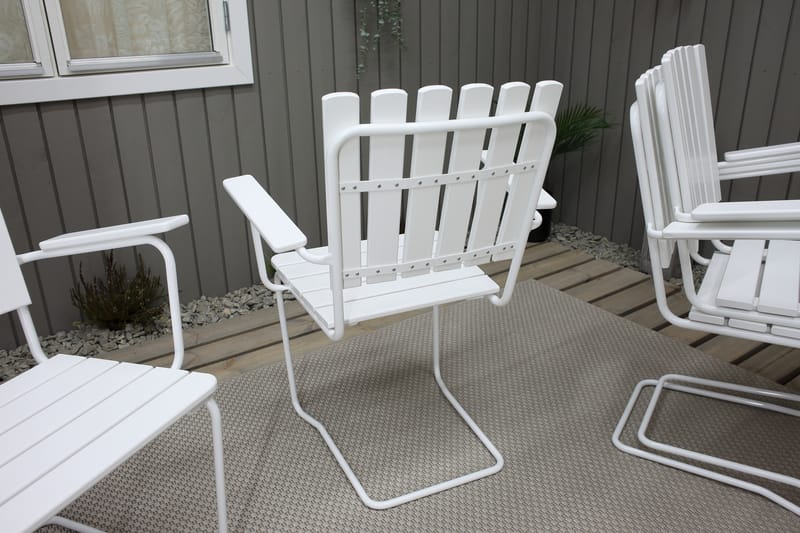 Vaxholm Spisebordssæt Rund 100 cm + 4 Stole Hvid - Havesæt