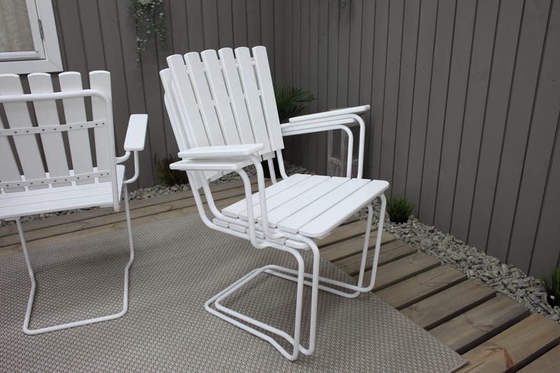 Vaxholm Spisebordssæt Rund 100 cm + 4 Stole Hvid - Havemøbler - Udendørsgruppe - Havesæt