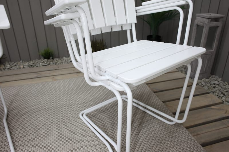 Vaxholm Spisebordssæt Rund 100 cm + 4 Stole Hvid - Havemøbler - Udendørsgruppe - Havesæt