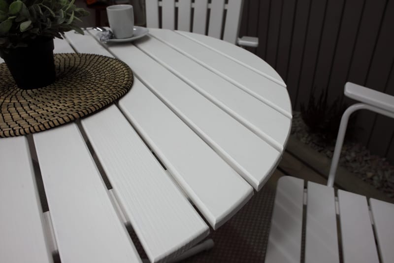 Vaxholm Spisebordssæt Rund 100 cm + 4 Stole Hvid - Havemøbler - Udendørsgruppe - Havesæt