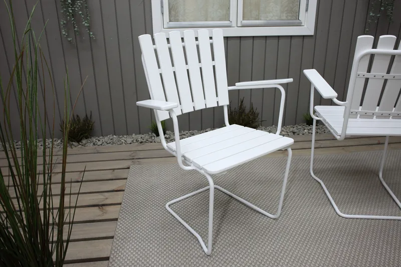 Vaxholm Spisebordssæt Rund 100 cm + 4 Stole Hvid - Havemøbler - Udendørsgruppe - Havesæt