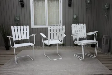 Vaxholm Spisebordssæt Rund 100 cm + 4 Stole Hvid - Havemøbler - Udendørsgruppe - Havesæt