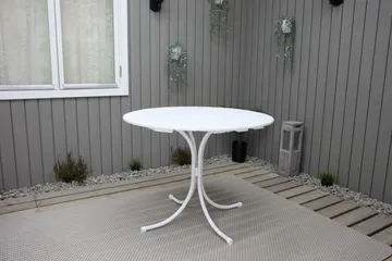 Vaxholm Spisebordssæt Rund 100 cm + 4 Stole Hvid - Havemøbler - Udendørsgruppe - Havesæt