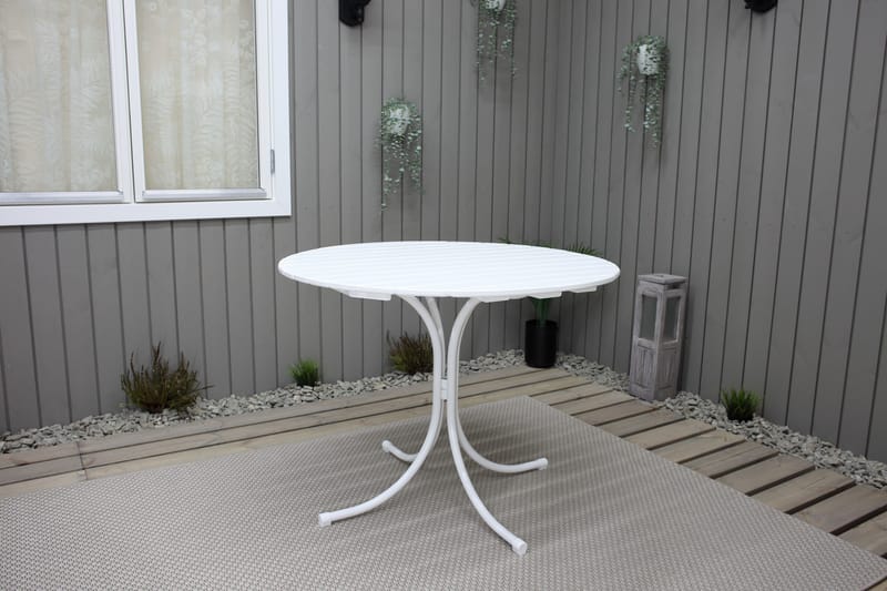 Vaxholm Spisebordssæt Rund 100 cm + 4 Stole Hvid - Havemøbler - Udendørsgruppe - Havesæt