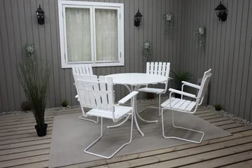Vaxholm Spisebordssæt Rund 100 cm + 4 Stole Hvid - Havemøbler - Udendørsgruppe - Havesæt