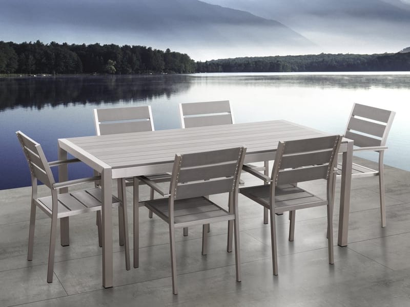 Vernio havemøbler med bord + 6 stole - Grå - Havesæt