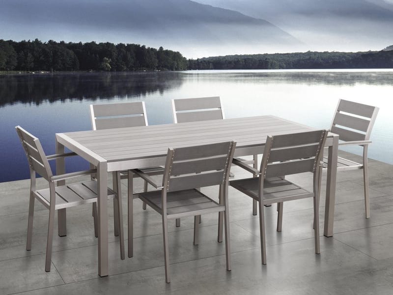 Vernio havemøbler med bord + 6 stole, Grå