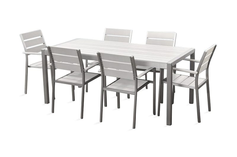 Vernio havemøbler med bord + 6 stole, Hvid