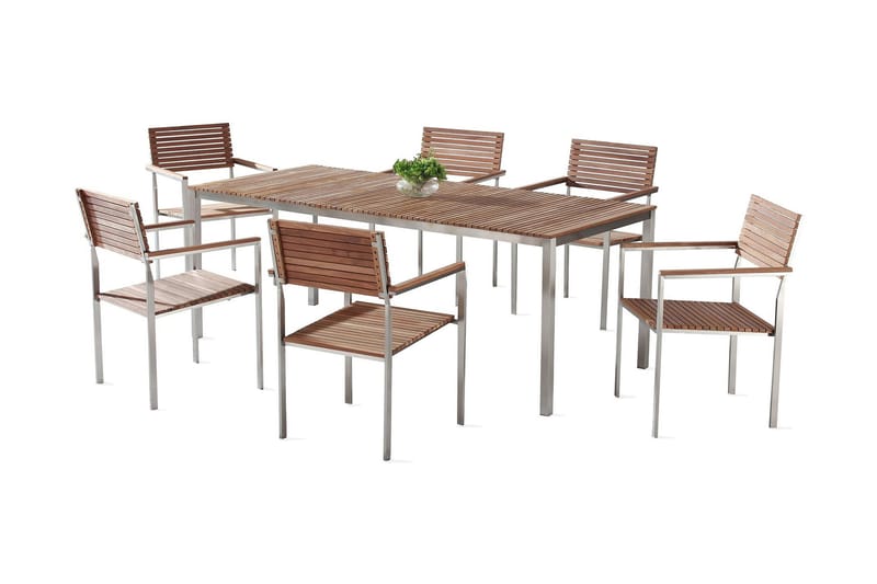 Viareggio Havemøbler med bord + 6 stole - Træ / natur - Havesæt