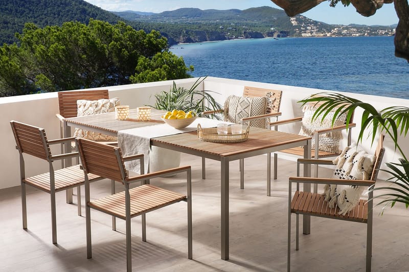 Viareggio Havemøbler med bord + 6 stole - Træ / natur - Havesæt