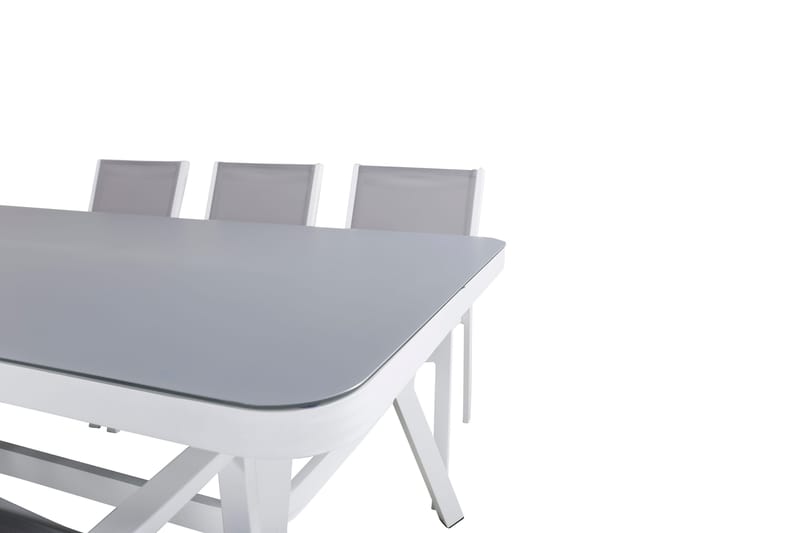 Virya Spisebordssæt + Copacabana Stabelstole Hvid/Grå - Venture Home - Havemøbler - Udendørsgruppe - Havesæt
