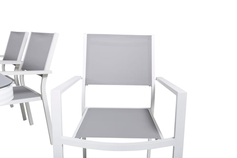Virya Spisebordssæt + Copacabana Stabelstole Hvid/Grå - Venture Home - Havemøbler - Udendørsgruppe - Havesæt