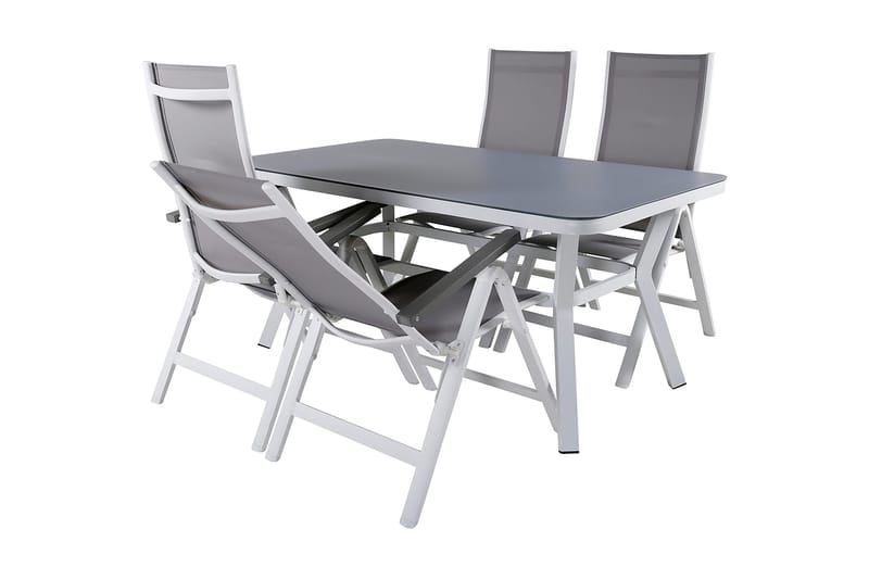 Virya Spisebordssæt 160cm + 4 Albany Positionsstolee - Hvid - Havemøbler - Udendørsgruppe - Havesæt