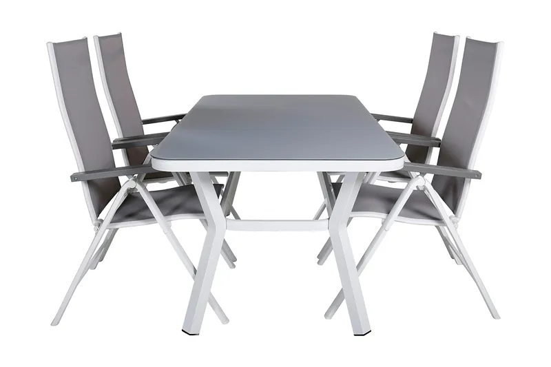 Virya Spisebordssæt 160cm + 4 Albany Positionsstolee, Hvid