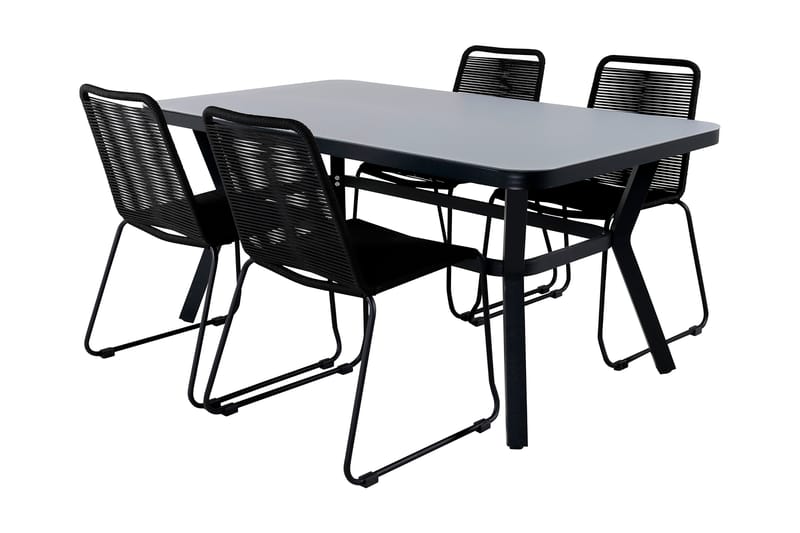 Virya Spisebordssæt 160cm + 4 Lindos Stabelbare stole Hvid - Venture Home - Havesæt