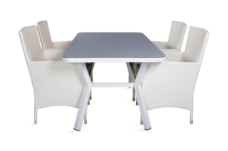 Virya Spisebordssæt 160cm + 4 Malin Armstole, Sort/Gul