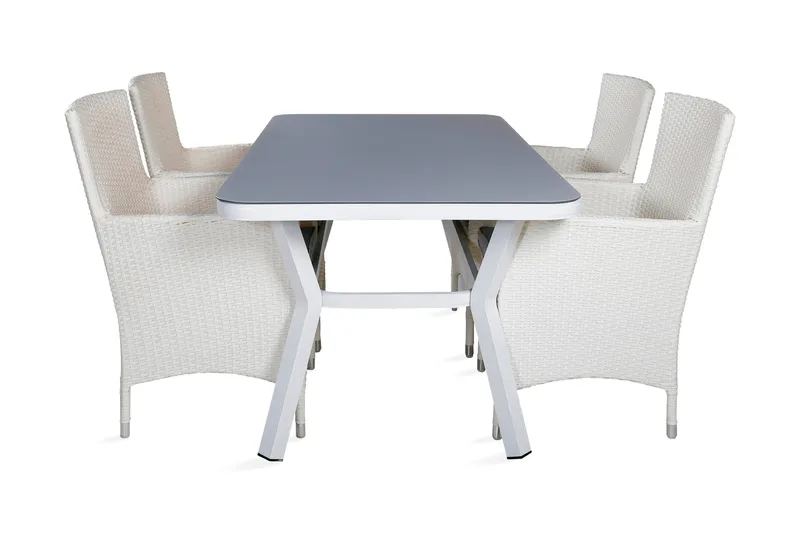 Virya Spisebordssæt 160cm + 4 Malin Armstole, Sort/Gul