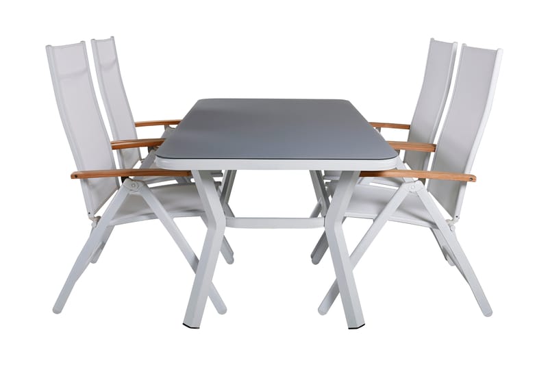 Virya Spisebordssæt 160cm + 4 Panama Positionsstole Sort - Venture Home - Havesæt
