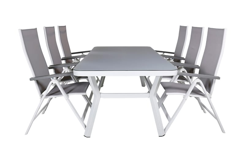 Virya Spisebordssæt 160cm + 6 Albany Positionsstole Sort - Venture Home - Havesæt
