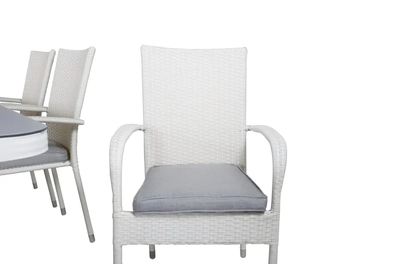 Virya Spisebordssæt 160cm + 6 Anna Stole - Hvid/Grå - Havemøbler - Udendørsgruppe - Havesæt