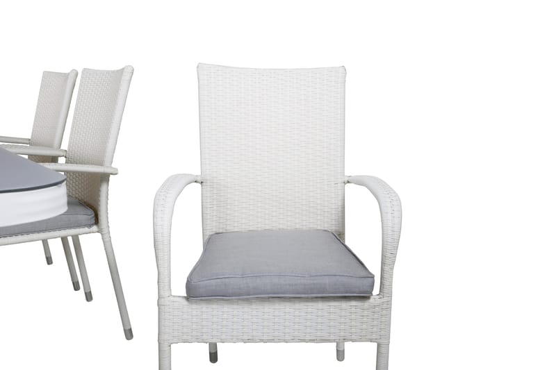 Virya Spisebordssæt 160cm + 6 Anna Stole - Hvid/Grå - Havemøbler - Udendørsgruppe - Havesæt