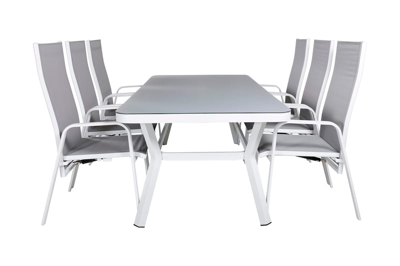 Virya Spisebordssæt 160cm + 6 Copacabana Reclinerstole, Sort