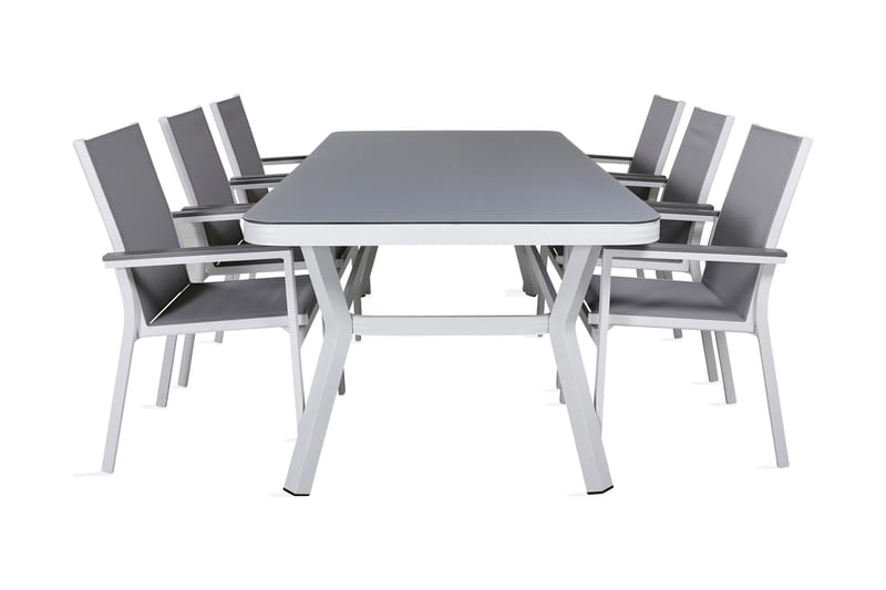 Virya Spisebordssæt 160cm + 6 Parma Stole Hvid/Grå - Venture Home - Havesæt