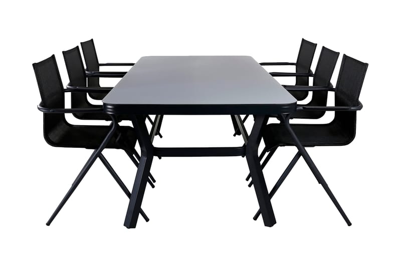 Virya Spisebordssæt 200cm + 6 Alina Stole, Brun/Hvid