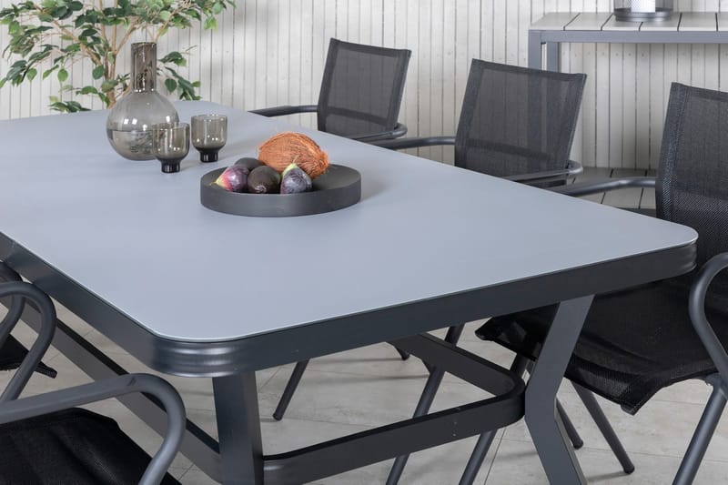 Virya Spisebordssæt 200cm + 6 Alina Stole - Brun/Hvid - Havemøbler - Udendørsgruppe - Havesæt