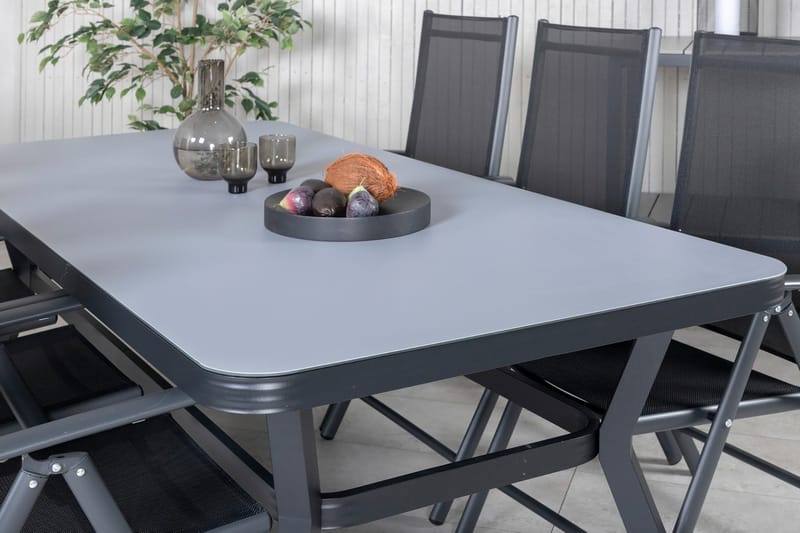 Virya Spisebordssæt 200cm + 6 Break Positionsstolee - Brun/Hvid - Havemøbler - Udendørsgruppe - Havesæt