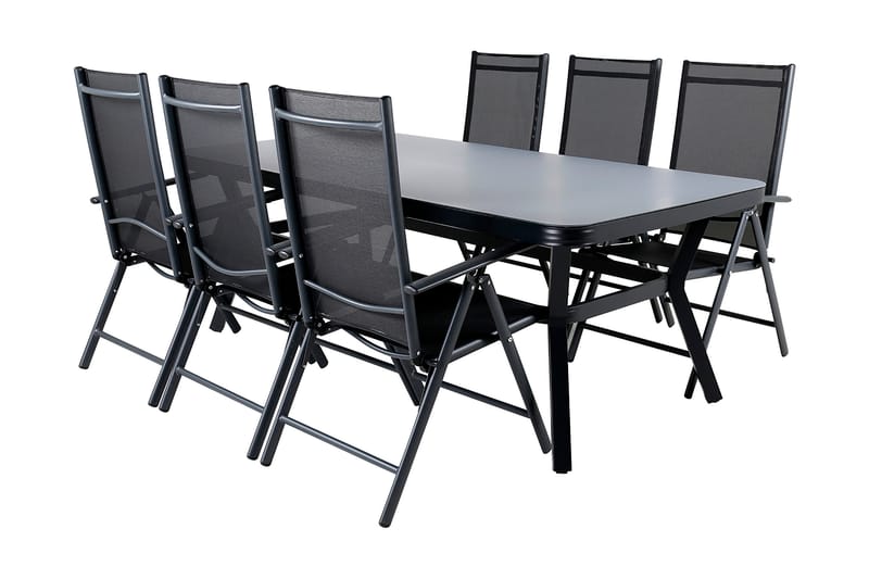 Virya Spisebordssæt 200cm + 6 Break Positionsstole Brun/Hvid - Venture Home - Havesæt